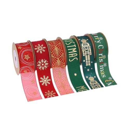 Housoutil 6 Rollen Teiliges Weihnachtsband Breit Goldkantenverziert Stabile Reißfeste Geschenkbandrolle aus Strapazierfähigem Seidenstoff Festliche Weihnachtsdekoration für Housoutil 6 Rollen Teiliges Weihnachtsband Breit Goldkantenverziert Stabile Reißfeste Geschenkbandrolle aus Strapazierfähigem Seidenstoff Festliche Weihnachtsdekoration für von Housoutil