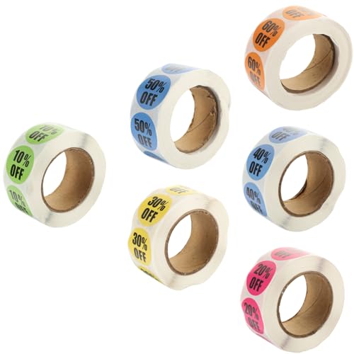 Housoutil 6 Rollen selbstklebende Etiketten für den Einzelhandel, einfach abzuziehen und aufzukleben, für Merchandise-Display, einzigartige Designs von Housoutil