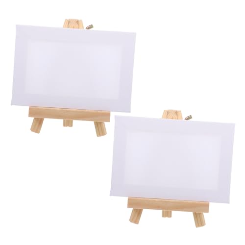 Housoutil 6 Sätze Mini Holzstaffeleien mit Leinwandrahmen Stabile Staffelei für Öl und Acrylmalerei für Kunststudenten und Anfänger Vielseitig für Aquarell Gouache Pastell Malen von Housoutil