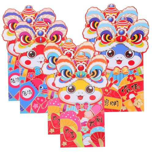 Housoutil 6 Stück 2025 Mondroter Umschlag chinesische Hong Bao rote Geldumschläge Frühling Festival Red Envelope rotes paket des neuen mondjahres süße Umschläge für Geld Papier von Housoutil