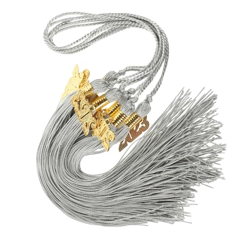 Housoutil 6 Stück Abschlusskappen quasten für Doktorhut Dekoration Langlebige Polyester abschlussfeier deko Lange Graue Graduation Tassels für Abi und Graduierung von Housoutil