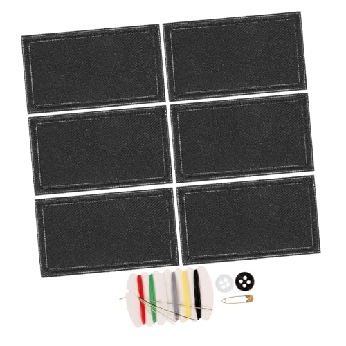 Housoutil 6 Stück Bügelpatches für Kleidung Diy Applikationen zur Reparatur für Jacken Jeans Taschen und Mehr Schwarze Rechteckige Stickerei Patches von Housoutil