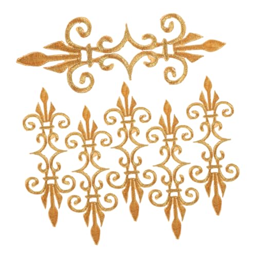 Housoutil 6 Stück Geißblatt Stickstoffpatz applizierter Stoff Kranzaufnäher zum Aufbügeln aufnähen Flügelflicken zum Selbermachen Aufnäher zum Aufnähen Patches für Jacken Stickgarn Golden von Housoutil