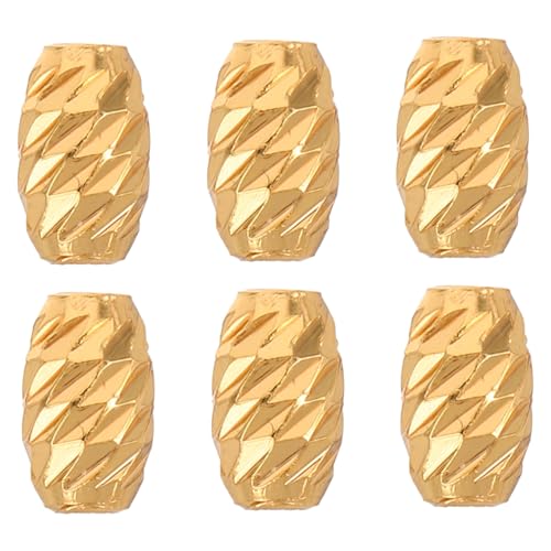 Housoutil 6 Stück Goldene Spacer Perlen mit Schimmerndem Twill-design Große Lochgröße für DIY Schmuckherstellung Wie Armbänder und Halsketten Vielseitig Einsetzbar von Housoutil