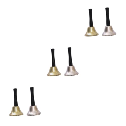 Housoutil 6 Stück Handglocke Weihnachtsglocken mit Ergonomischem Griff Leichte Stabile Handglocke für Restaurant Party und Santa Claus Dekoration Gold und Silber für Festtagsstimmung von Housoutil