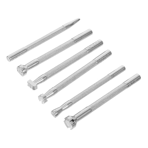 Housoutil 6 Stück Lederdruckwerkzeuge Stempelset Aus Metall Sattelreparaturset Western Metallstempel Leder Arbeitsset Metall -stempelkit Stempelschnitzwerkzeuge Silber Legierter Stahl von Housoutil