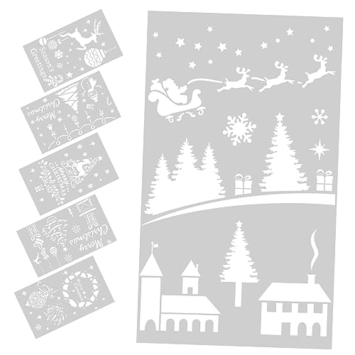 Housoutil 6 Stück Malvorlage sprühschablonen weihnachtsmotiv present ideas Herstellung Wiederverwendbare Weihnachtsschablonen Urlaub Druckschablonen selber machen tragbare Tempel das Haustier von Housoutil