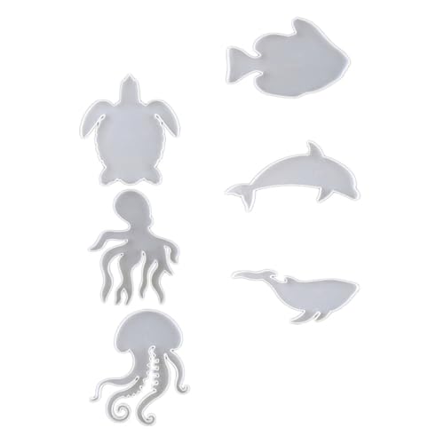 Housoutil 6 Stück Meeres tiere Schimmel epoxidharz Tierische Silikonformen Tierform aus Silikon Harzformen für Untersetzer Schildkröte Harzform Formen aus Silikonharz Kieselgel Weiß von Housoutil