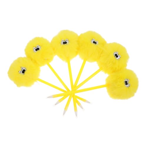 Housoutil 6 Stück Schwarzer Kugelschreiber Pom-pom-stift Lustiges Stiftmädchen Cartoon-kugelschreiber Süße Stifte Für Mädchen Flauschiger Stift Kawaii-stifte Lustige Stifte Gelb Plüsch von Housoutil