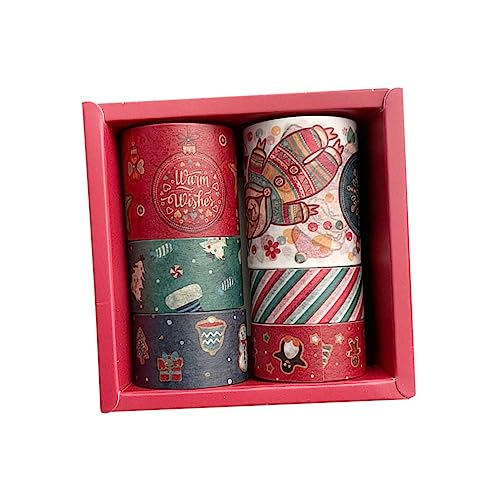 Housoutil 6 Stück Taschenband farbig Gold Weihnachtsgeschenkpapier dünn Rosa weihnachts washi tape Dekorative Klebebänder für Weihnachten Weihnachtsband Journalbänder Japanisches Papier von Housoutil