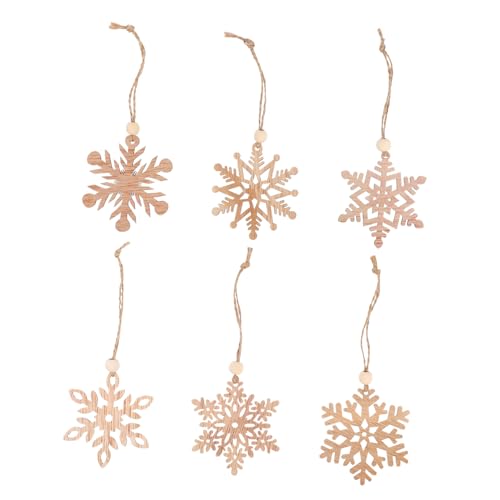 Housoutil 6 Stück Teiliges Holz Schneeflocken Anhänger Vintage Weihnachtsbaum Deko Bemalbar Handwerklich Gestaltbar Festliche Hängende Ornamente Kreative Kinderbeschäftigung Natürliche von Housoutil