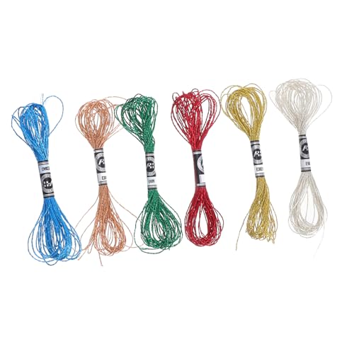 Housoutil 6 Stück Teiliges Metallic Stickgarn aus Polyester Farbiger Glitzer-stickfaden für Kreuzstich DIY Handarbeiten Langlebige Glänzende Stickfäden für Anfänger und Dekorative von Housoutil