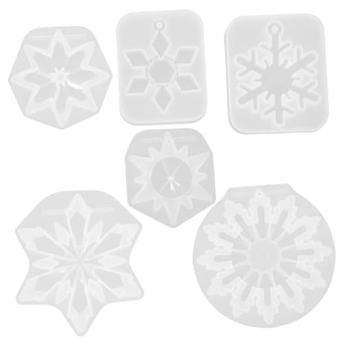Housoutil 6 Stück Teiliges Silikon Schneeflocken Formen Flexibel Reißfest Wiederverwendbar DIY Epoxidharz Weihnachtsdeko Ornament Bastelset für Festliche Schneeflocken Anhänger von Housoutil