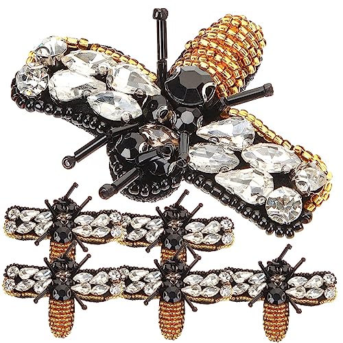 Housoutil 6 Stück Tierform Stofffleck Applikationen gestickte Fleckenaufkleber Bienen Tiere Material Strass -Kleidungsstätten DIY-Patches für Kleidung Zierkleidflecken Acryl von Housoutil
