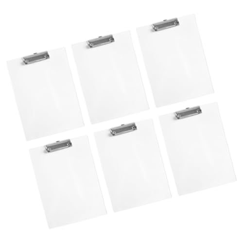 Housoutil 6 Stück Transparenter Boardclip Klemmbretter Dokumentclip Tafel Multifunktionsplatine Clipboard Schreiben von Support-Boards praktisches Akten-Klemmbrett Büro-Klemmbrett Metall von Housoutil