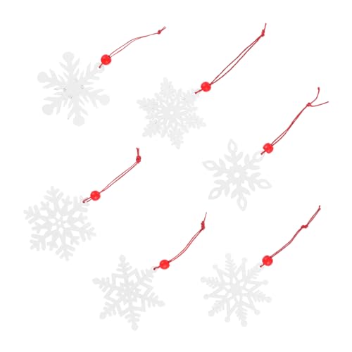 Housoutil 6 Stück Weihnachtsschneeflocke-Anhänger gefrostet Handwerk Dekorate Baum Weihnachten Schneeflocken Ornamente hängende Verzierung der Schneeflocke Schneeflockenverzierung Holz Weiß von Housoutil