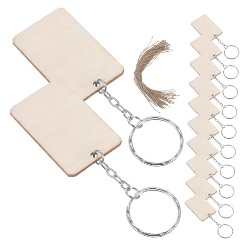 Housoutil 60 Sets Schlüsselanhängeranhänger Aus Holz Schlüsselanhänger Set Materialien Für Schlüsselanhänger DIY Schlüsselanhänger DIY Schlüsselanhänger Bastelsets Holz von Housoutil