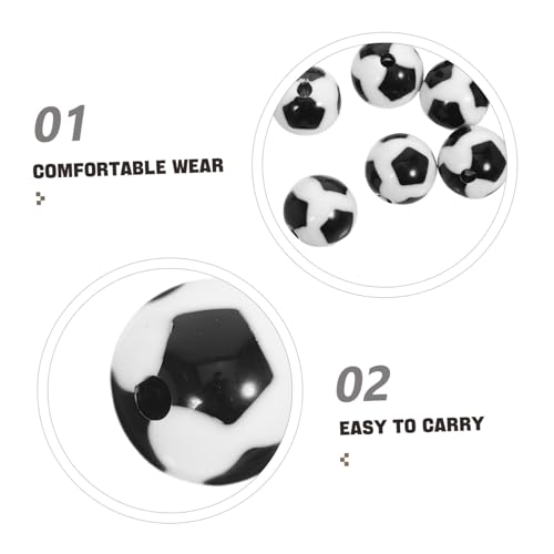 Housoutil 60 Stück Acryl Fußballperlen Zweifarbig Runde Spacer Beads mit Leichte Glatte Charms für DIY Schmuckherstellung Kompatibel für Armbänder Halsketten Bastelzubehör von Housoutil
