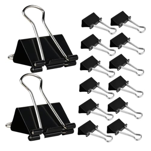 Housoutil 60 Stück Langes Schwanzclip -Schreibwaren kleine Heftklammern Papierclips Klemmbinder Binder Büroklammern Binderclip Büroklammern Ordner für die Schule Eisen Schwarz von Housoutil