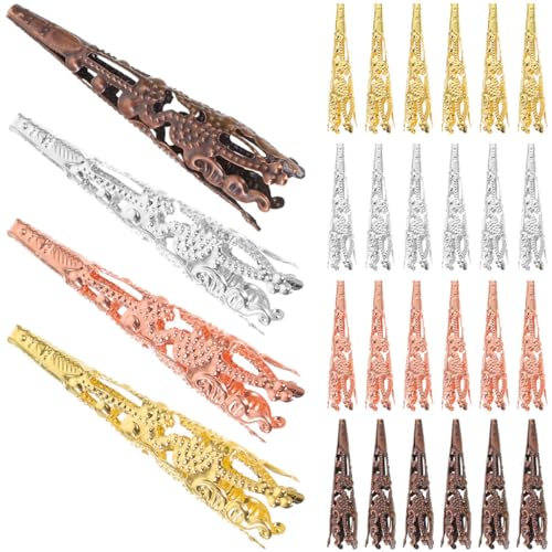 Housoutil 60 Stück Perlenkappen für Schmuckherstellung Metall Perlen Endkappen für DIY Schmuck Blütenform Vielfältige Farben für Armbänder und Ohrringe von Housoutil