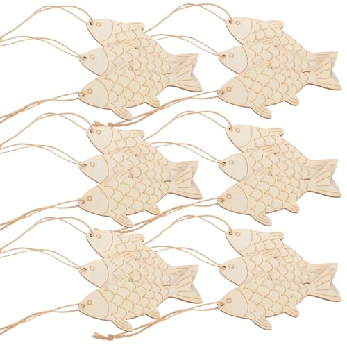Housoutil 60 Stück Teiliges Holzfische zum Bemalen Rustikale Fischanhänger aus Naturbelassenem Holz für Wanddekoration Diy Bastelset für Fischmotiv als Kreatives Wohnaccessoire von Housoutil