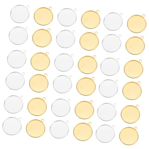 Housoutil 60 Stück Teiliges Runde Cabochon Fassungen Innenmaß Metall Anhänger Trays in Gold und Silber Vielseitige DIY Schmuck Basen für Halsketten Armbänder Schlüsselanhänger Langlebige von Housoutil
