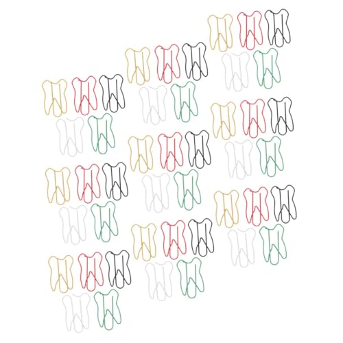 Housoutil 60 Stück Zähne Modellieren Papierclip Für Form Bobby Dekorative Papierklammern Memo-clips Zahnförmige Büroklammern Zahn-lesezeichen-clips Farbig Stiftclip-schlaufe Binderclip Eisen von Housoutil