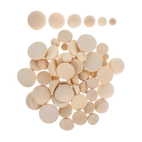 Housoutil 60 Stück Zubehör für Holzperlen runde halbe Holzkugeln halbe Bastelbälle halbrunde Holzperlen unfertige Holzkugeln halbe Bastelperlen Holzkugeln zum Basteln DIY-Perlen Beige von Housoutil