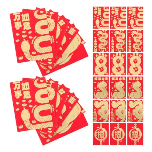 Housoutil 60Stücke Chinesische Rote Umschläge für Jahr Schlange Dekorative Geldumschläge für Neujahr und Hochzeiten Vielseitige Geschenkumschläge Traditionelles Design von Housoutil