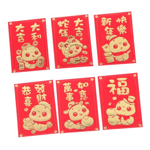 Housoutil 60Stücke Rote Umschläge für Chinesische Neujahr Traditionelle Geldumschläge mit Cartoon Motiven Praktische Rote Päckchen für Wohlstand Schlangenjahr Feiern von Housoutil