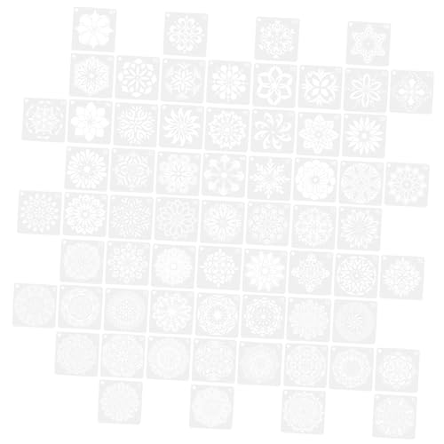 Housoutil 64 Stück Tägliche Malschablonen dekorative Mandala-Vorlagen Blumenmuster-Schablone malen praktische Mandala-Schablonen kleine Schablone Schablonen zum Zeichnen das Haustier Weiß von Housoutil