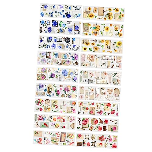 Housoutil 6Er-Packungen Blumen Aufkleber Vintage Wasserfarben Pflanzen Sticker für Scrapbooking Selbstklebende Dekorative Sticker für Tagebücher Karten und Diy Projekte von Housoutil