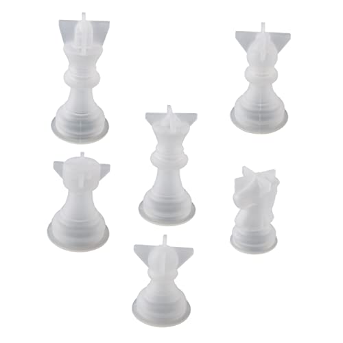 Housoutil 6Stücke Schachfigur Silikonformen DIY Gießformen für Schachfiguren Langlebig und Leicht zu Reinigen für Schachliebhaber und Bastelfans von Housoutil