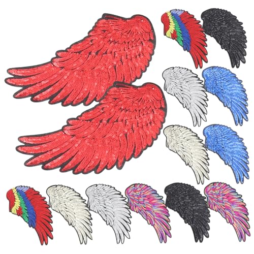 Housoutil 7 Paare Glitzernde Flügel Patches für Kleidung Pailletten Applikationen zur Dekoration von Diy Outfits Teiliges Set für Kreative Handarbeiten und Kleidung von Housoutil