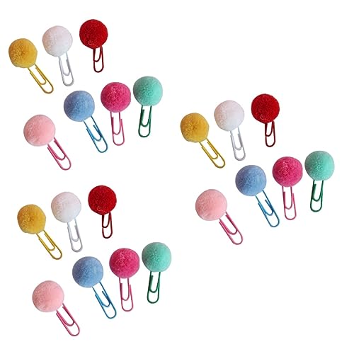 Housoutil 72 Stck. Kawaii Pompon Büroklammern Zufälligen Farben Niedliche Lesezeichen Clips für Notizen Dokumente Organisation von Papieren für Büro und Schule Zufällige von Housoutil