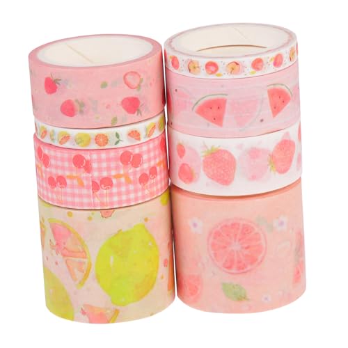 Housoutil 8 Stück Dekorative Washi Tapes Süße Scrapbook Dekorationen für Tagebücher und Diy Projekte Lange Klebebänder Fruchtigen Designs für Alben und Geschenkkarten von Housoutil