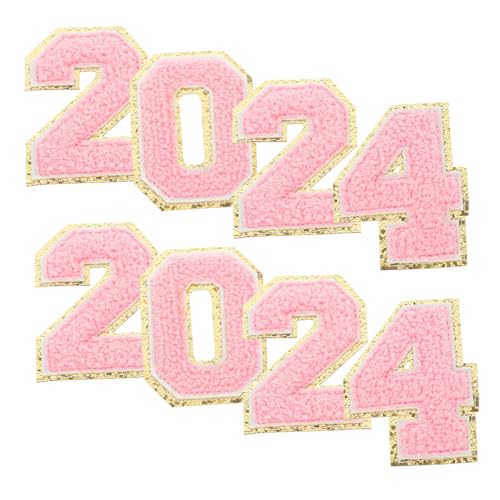 Housoutil 8 Stück Gestickter Nummernaufnäher kleider sauf tshirt Mode Dekorationspatch blusenjacke stitsch bügeleisen Bügelflicken Stoff-Accessoire Flicken aufbügeln Handtuchstickerei Rosa von Housoutil
