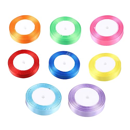 Housoutil 8 Stück Satinband Gemischten Farben Dekoratives Geschenkband für Bastel und Verpackungsprojekte für Partydekoration und Diy Anwendungen von Housoutil