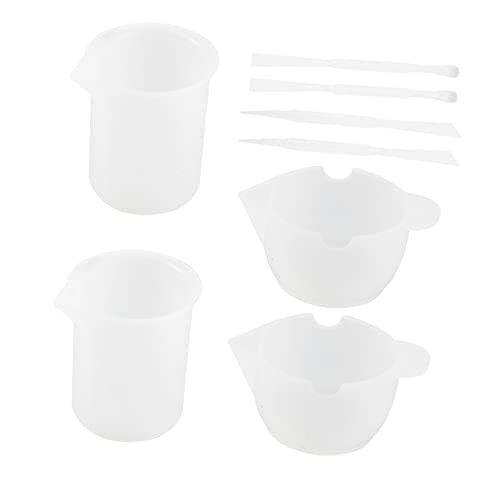 Housoutil 8 Stück Silikon Mischbecher Teilig Praktische Rührstäbchen und Tropfschalen für Epoxidharz Farben und DIY Projekte Einfaches von Materialien Sicher und Wiederverwendbar von Housoutil
