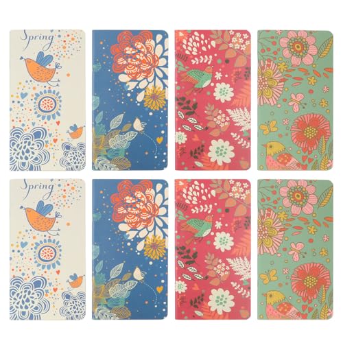 Housoutil 8 Stück Teiliges Notizbuch mit Blumen und Vogelmotiv Leere für Reisen Schule und Büro Hochwertiges für Notizen und Diy Projekte Praktische für Taschen von Housoutil