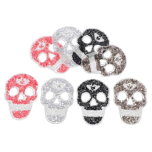 Housoutil 8 Stück Teiliges Skull Patches mit Strassstein Selbstklebend Aufbügeln Punkiger Schmuck für Schuhe Taschen Hüte und Kleidung Diy Modeapplikation Vielseitige Halloween Deko von Housoutil