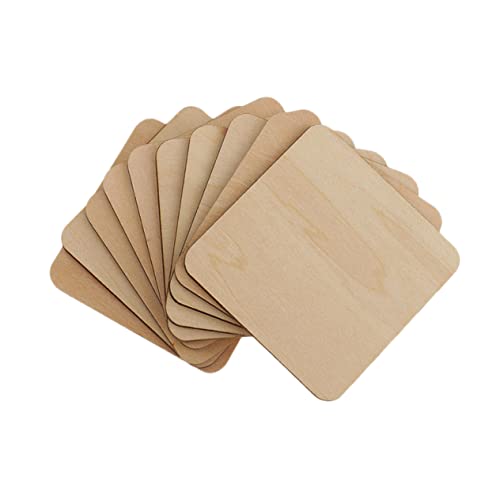Housoutil 80 Stück Diy Holzchips Holz Quadratische Form Handgefertigte Bastelmaterialien für Projekte und Lernspiele für Dekoration von Housoutil