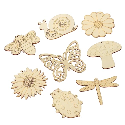 Housoutil 80 Stück Unlackierte Holz Ausschnitte für DIY Frühling Deko Bastelbedarf Holzscheiben zum Malen Hängende Ornamente für Osterfest und Heimdekoration von Housoutil