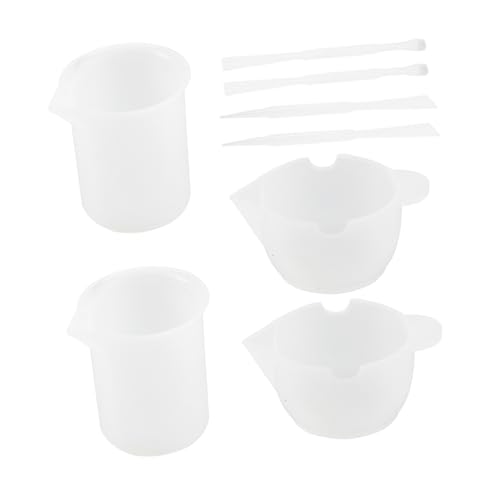 Housoutil 8Stücke Silikon Farbmischbecher mit Rührstäben Spitzes Munddesign für Epoxidharz und DIY Projekte Langlebig und Einfach zu Handhaben von Housoutil