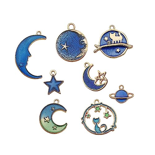 Housoutil 8Stücke Teiliges DIY Schmuckzubehör Mond Stern Anhänger für Ohrringe und Armbänder Legiertem Material Blau Housoutil 8Stücke Teiliges DIY Schmuckzubehör Mond Stern Anhänger für Ohrringe und Armbänder Legiertem Material Blau von Housoutil