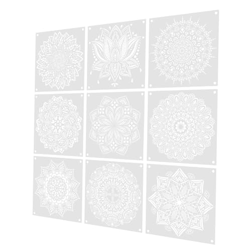 Housoutil 9 Blätter Mandala Schablonen Teiliges für Diy Projekte Wiederverwendbare Schablonen für Wand und Möbelgestaltung Dekorative Vorlagen für Teenager und Erwachsene von Housoutil