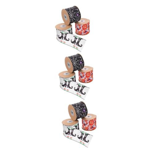 Housoutil 9 Rollen Halloween Dekoband mit Draht Geschenkband mit Kürbis Stiefel Spinnennetz Motiven Langlebig Vielseitig für Diy Geschenkverpackung Party und Festdekoration Housoutil 9 Rollen Halloween Dekoband mit Draht Geschenkband mit Kürbis Stiefel Spinnennetz Motiven Langlebig Vielseitig für Diy Geschenkverpackung Party und Festdekoration von Housoutil