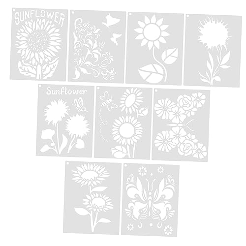 Housoutil 9 Stück Teiliges Set Malvorlagen mit Blumen und Schmetterlingsdesigns Diy Schablonen für Wand und Bodenmalerei Wiederverwendbar für Kreative Bastelprojekte von Housoutil