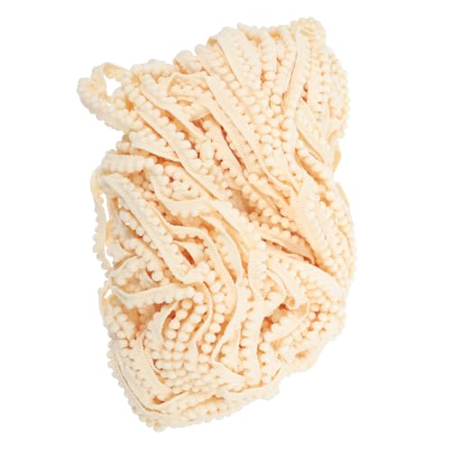 Housoutil Accessoires aus Spitze Fransenbandschnürsenkel dekorative Nähgarnitur Kugelfransenband Zierleiste zum Nähen Pomponbesatz Fransen für Kleidung Fransenbänder Randband Polyester Beige von Housoutil