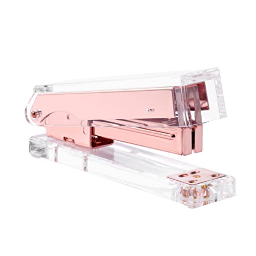Housoutil Acryl Heftgerät Roségold Schreibtischzubehör für Büro und Zuhause Langlebig Rutschfeste Füße Stilvolles Design für Arbeitsplatz von Housoutil